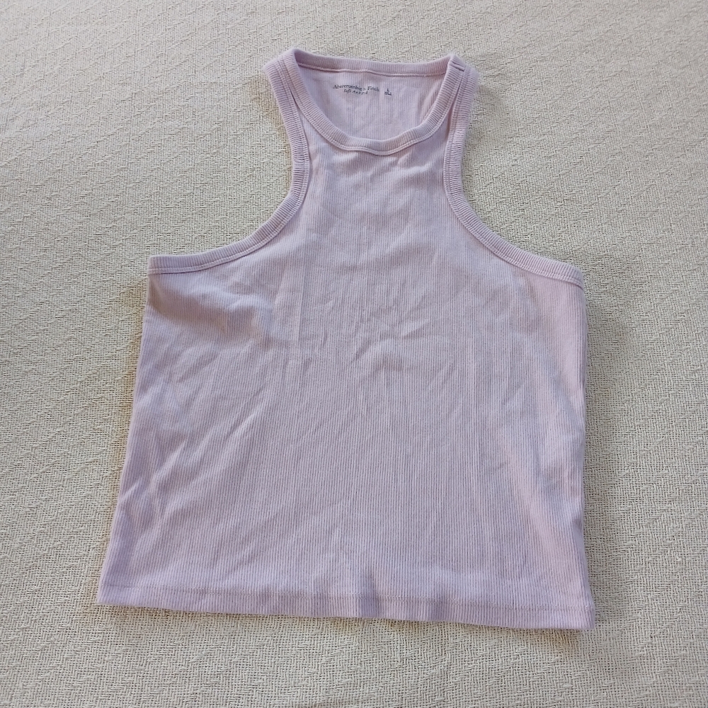 abercrombie & fitch soft rib 90s y2k high neck racerback cropped tank top large